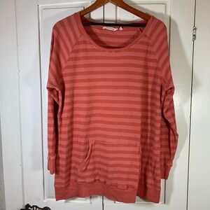 Soft Surroundings Striped Waffle Knit Tunic Top Pocket Long Sleeve Size‎ L READ